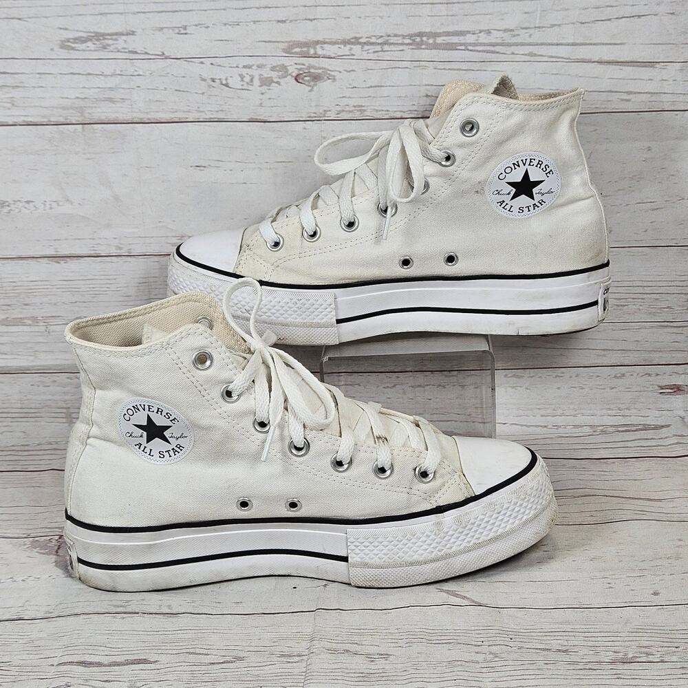 Converse Women's Athletic Shoes White US 9 Platform High Top Canvas Sneakers